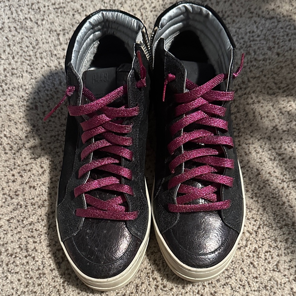 P448 Black Sneakers with Purple Laces